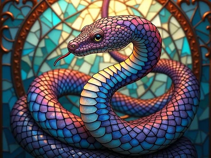  stained glass　Snake　