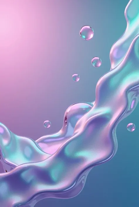 3D Rendering， iridescent bubbles on a dark purple and green gradient background，With wavy lines ， overall, it feels noble and elegant --ar  :35 --v 6 .0