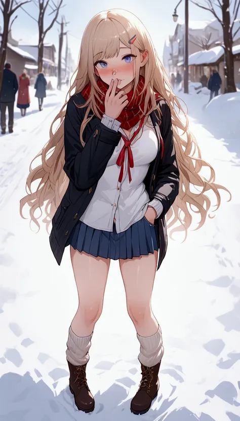 (Masterpiece. The best quality. 8K. Sharp focus. Depth of field, The best shadows. Perfect lighting. HDR. Realistic skin texture. Ultra-detailed background. Detail). Anime style. 1 girl. A girl from Hokkaido. A high school student. Dosanko. Dosanko Gyaru. ...