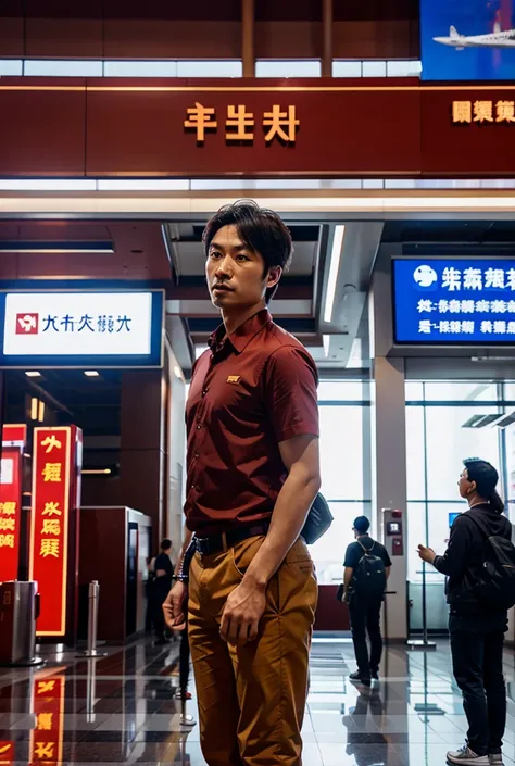 China   man airport interior 