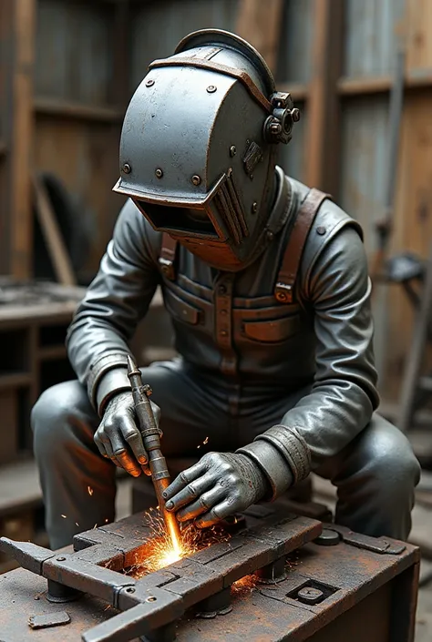 Simple metal sculpture to rebuild welding
