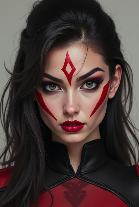 Based on the images youve shared, heres a detailed breakdown of the characters appearance, style, and features:

1. Face and Facial Features:

Eyes: The character has large, expressive eyes, with bold, dark eyeliner accentuating the upper lash line. The ey...