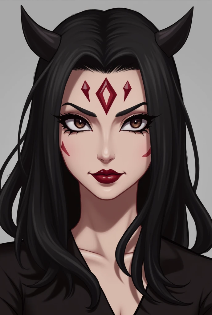 Based on the images youve shared, heres a detailed breakdown of the characters appearance, style, and features:

1. Face and Facial Features:

Eyes: The character has large, expressive eyes, with bold, dark eyeliner accentuating the upper lash line. The ey...