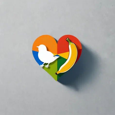 imperfect heart symbol([[[yellow banana AND red banana:0.1]:green orange AND white orange:0.5]:blue apple:gold bird:0.8]),simplism,  Minimalism  ,break,// Can sdxl understand this syntax？,//Am I able to understand this myself？