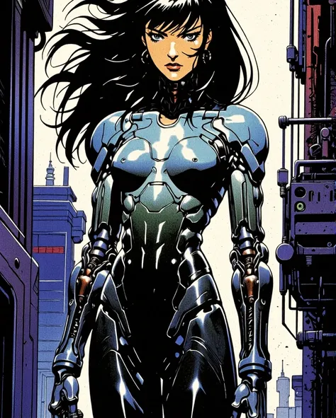 Art style by H. R. Giger, Art Style by Moebius, 


A breathtakingly rendered mecha girl, a masterpiece of futuristic artistry, standing in an elegant pose that emphasizes her 1.2 ratio of upper body to overall form. Her ultra-detailed, ultra-high-resolutio...