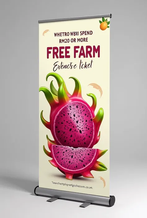 roll up banner dragon fruit for promotion witch is "spend rm20 get free 1 farm entrance ticket"
