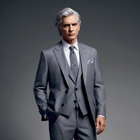 Smart men , gray hair , full suit  , jeans