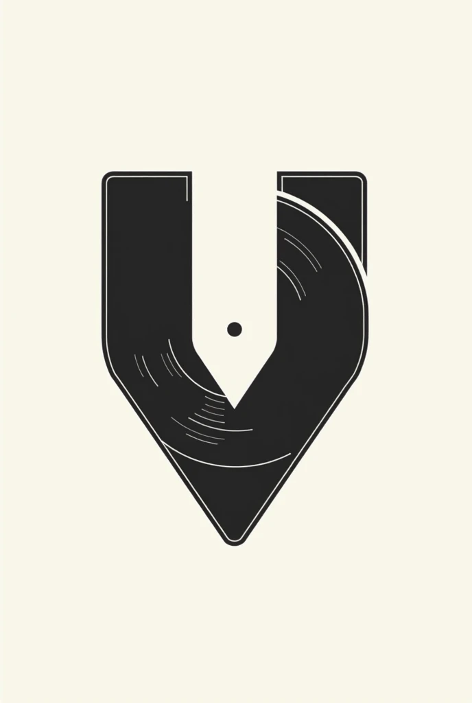 minimalist vinyl musical logo with the letter V made with black lines