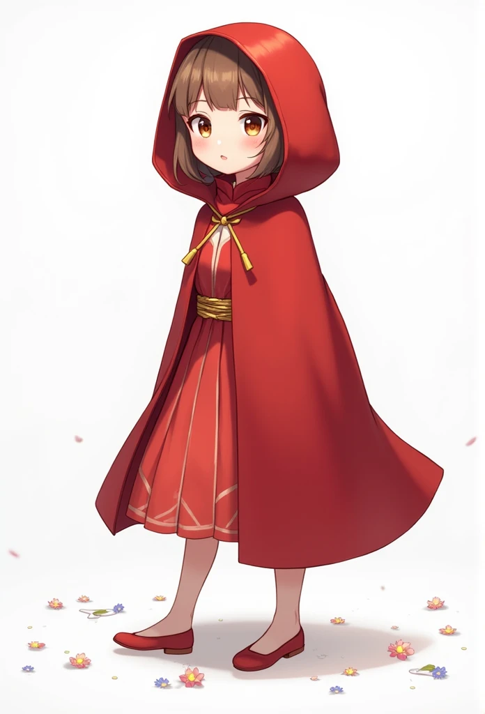 gacha life red riding hood from a fairy tale. The background is completely white.