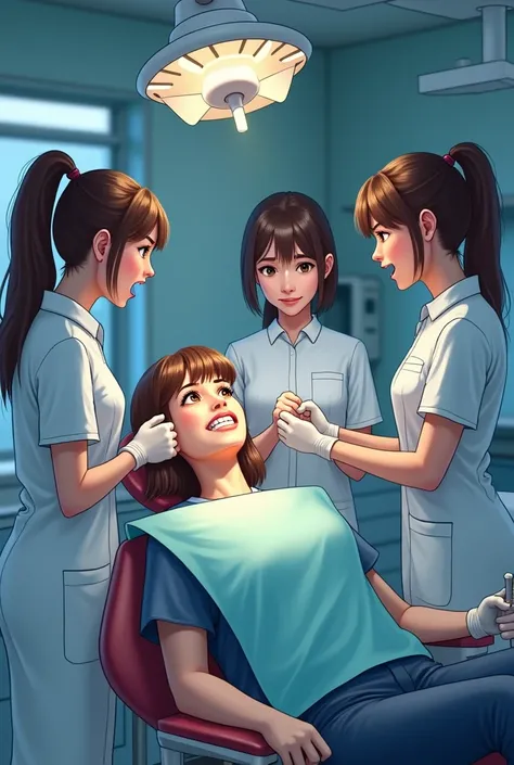 Girls Dentists treatment present with angry
