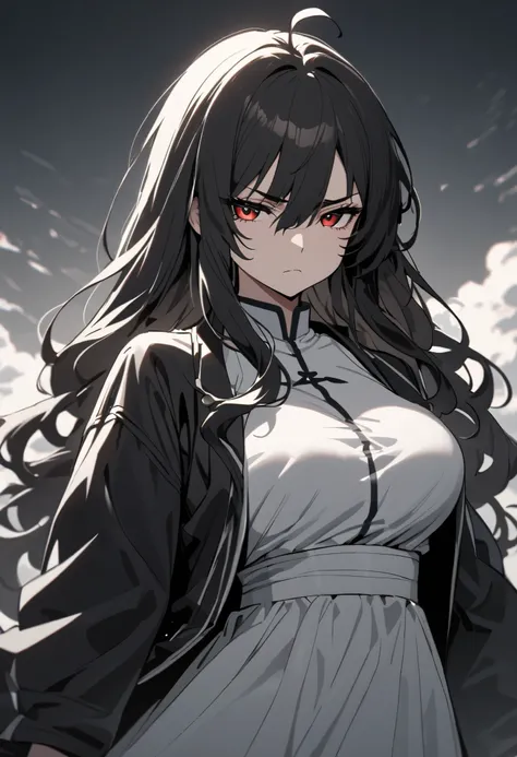 (high-quality, breathtaking),(expressive eyes, perfect face) 1girl, female, solo, mature, half open eyes, Alicization, Symmetrical Eyes, gentle frown, determined facial expression, Long hair, SAO inspired, maomao, cowboy shot, medium full shot, Long black ...