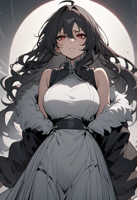(high-quality, breathtaking),(expressive eyes, perfect face) 1girl, female, solo, mature, half open eyes, Alicization, Symmetrical Eyes, gentle frown, disgust facial expression, Long hair, SAO inspired, maomao, cowboy shot, medium full shot, Long black hai...