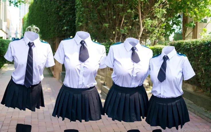  high school girl、uniform、 extremely plump breasts、 short skirt、Invisible body 、 transparent invisible face 