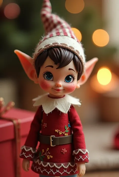 a focus shot on a christmas toy elf