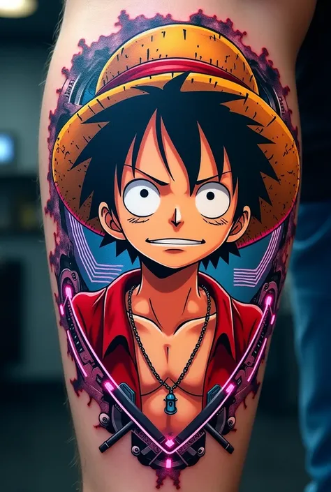 a luffy anime onepiece logo tattoo fiberpunk 