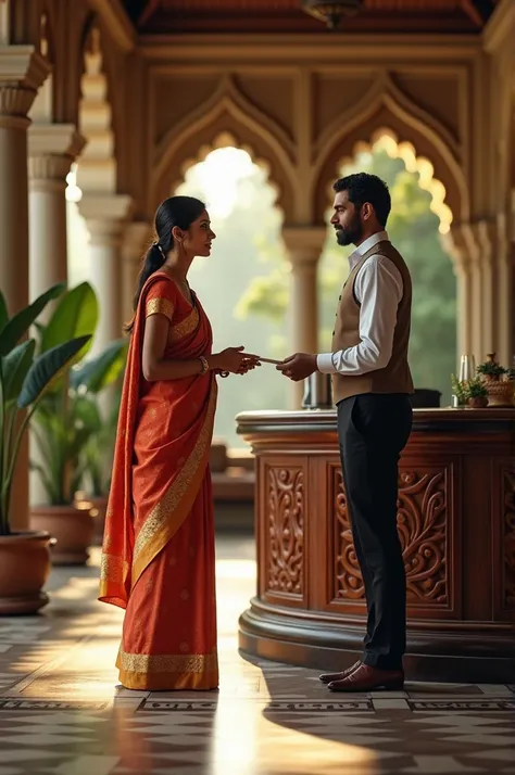 Hd image of lady and male recwptionist in hotel in kerala