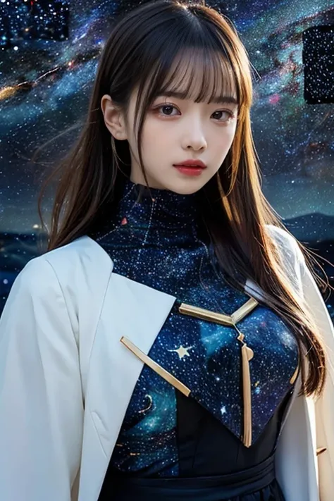  like an idol , long hair , straight hair, Round face , bust up ,  sailor suit  , photographのように , 1 17-year-old woman ,  1 future 12 zodiac goddess ,  twelve zodiac goddesses ,  twelve zodiac goddesses ,  fictional goddess of future zodiac signs , Zodiac ...