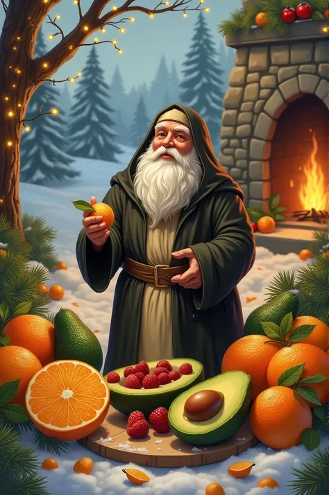 Hello I need a friar please an image that says citrus fruits and avocados Kballo wishes you a merry Christmas and that your background is something related to the message 