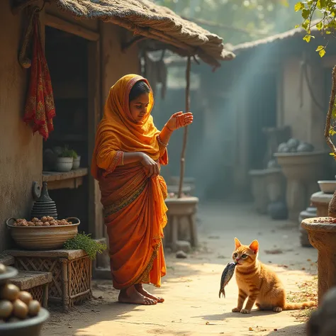 "Ammu, the village gossip, was known for her loud voice and even louder opinions. One day, she was regaling the entire market with a story about her neighbors cat, claiming it had stolen a whole fish from her drying rack.   
  "That cat, I tell you, is a t...