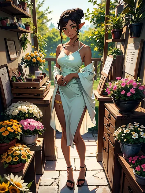 masterpiece, high quality, illustration, extremely detailed, cg unity 8k, ((summer: 1.4)), ((2 women)), standing, (hugging), (full body), (tan exotic skin_complexion:1.4), mature, statuesque, beautiful, exotic, with long elf ears, smiling, (((looking away ...