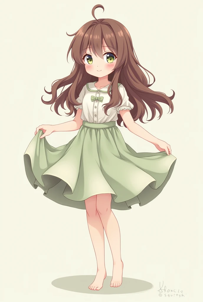  Anime girl has to draw full body, adorable face , long hair, wear a skirt, Beautifully, look a little loli 