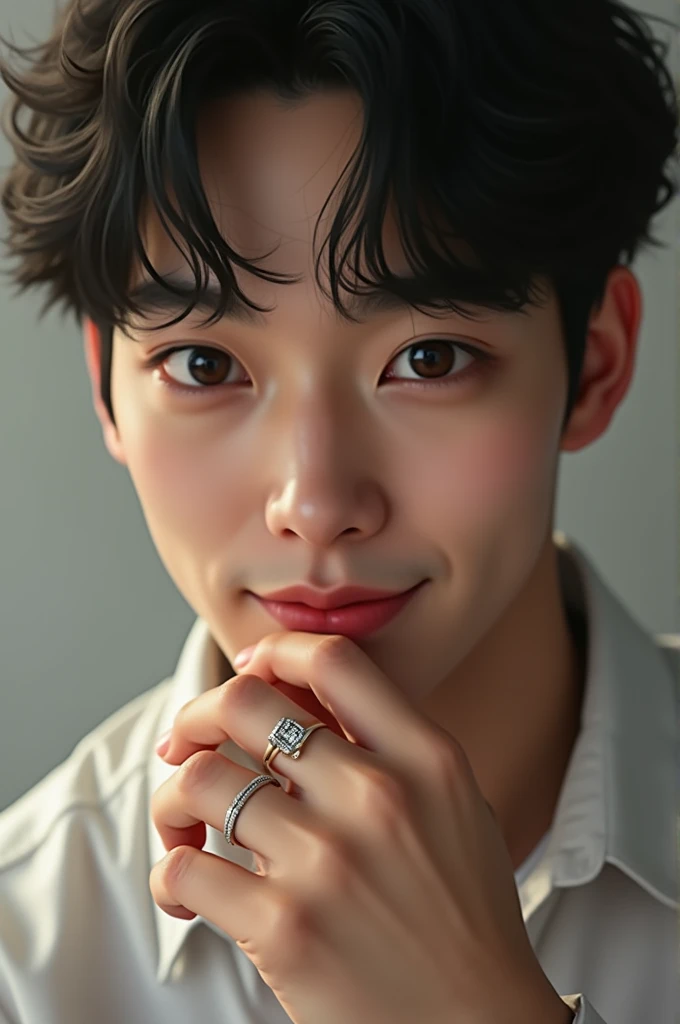 Jeon jung Kook with a wedding ring 
