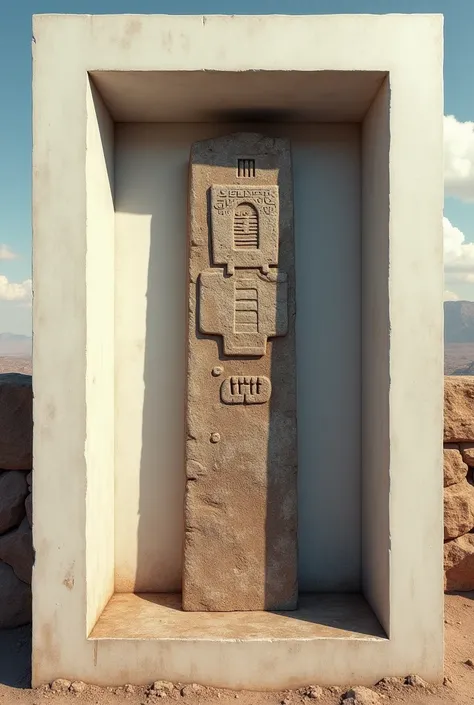 The Bennett Monolith in Bolivia - tiawanaku 

Draw it in a white carton box 