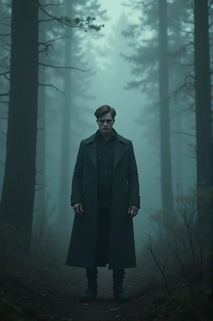 Similar to Robert pattinson standing in a dark foggy forest