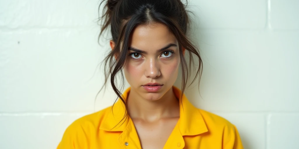 mugshot girl Yellow prison uniform