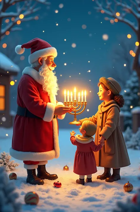 Idyllic picture of Christmas and Hannukah
