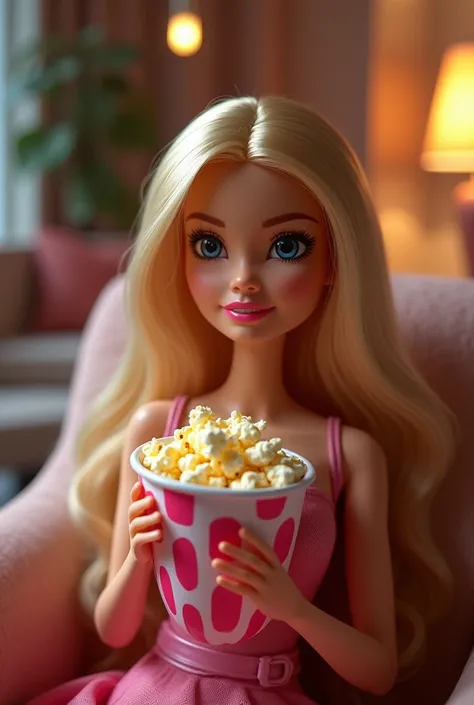 Barbie mangia pop corn