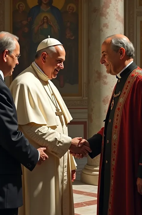 Generator me with pope shaking hands