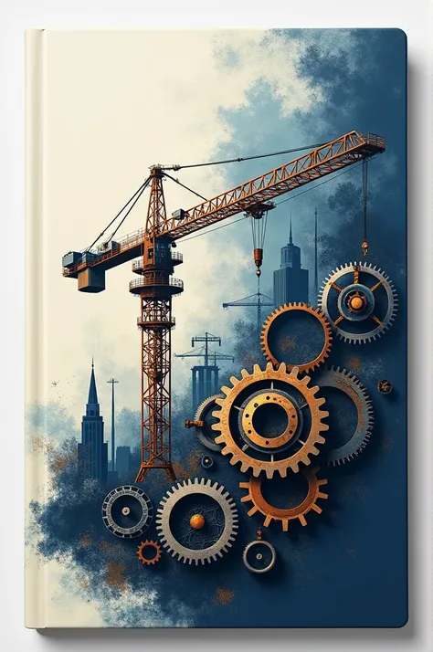 Mechanical Engineering company new year diary cover containing images of gears and crawler cranes