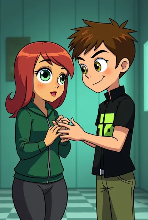 Ben 10 touches his cousin Gwens vagina. 