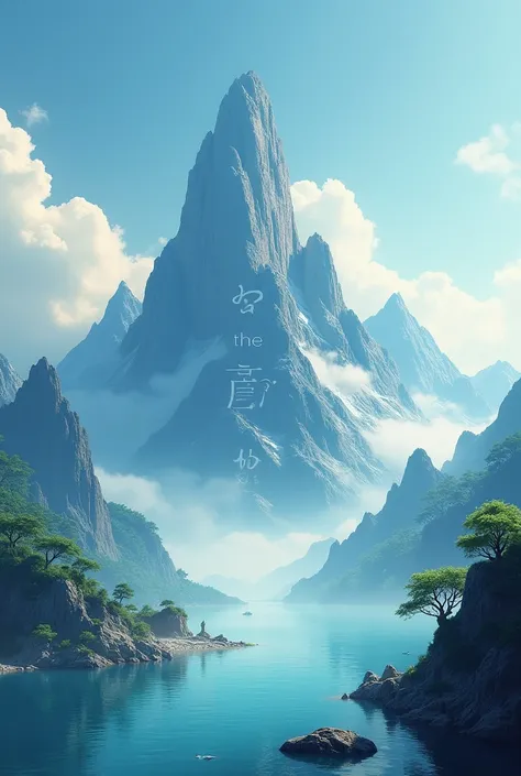  a movie landscape poster with a mountain and sea sutra，No need for characters to appear ，I need to make the three characters of Shanhai Jing also appear on the poster