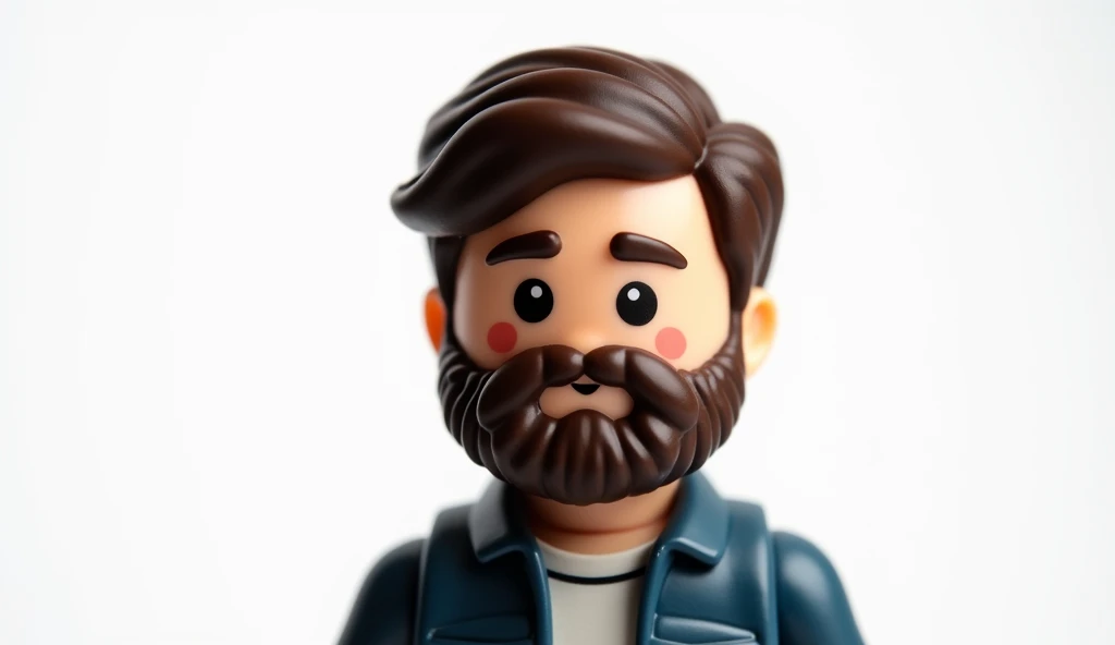  white background, Playmobil mens with beard. Confident face 