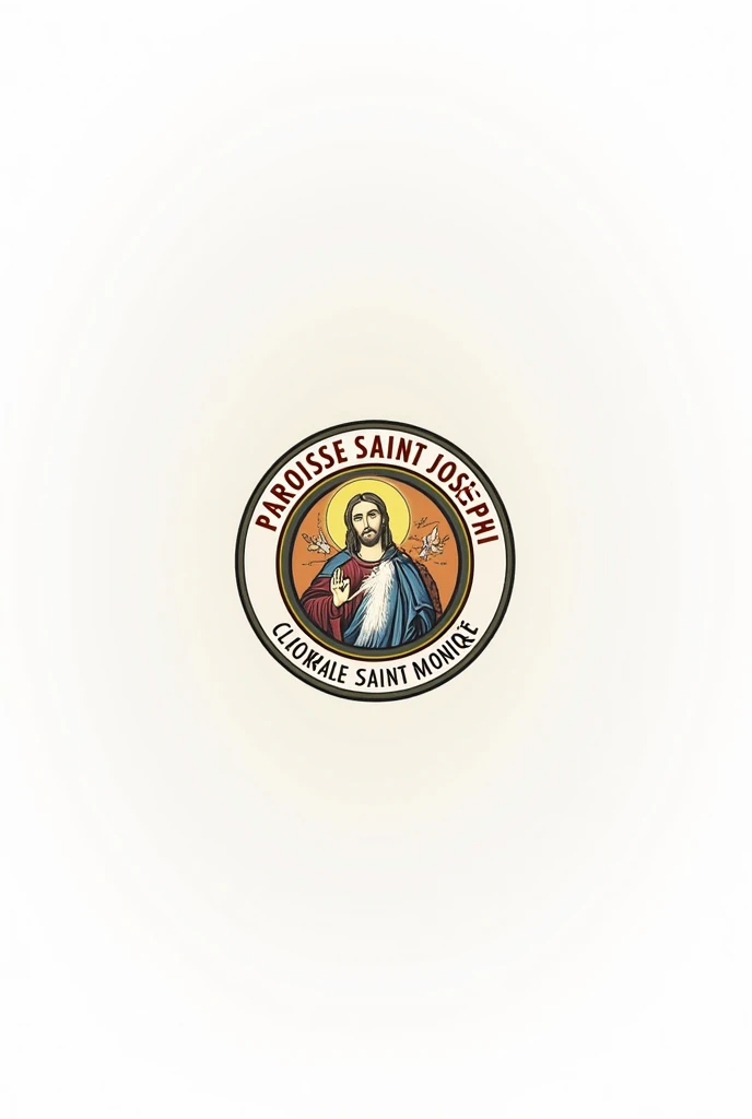 Un logo pour ma chorale Sainte Monique de la paroisse Saint Joseph de Glazoué. Un logo à fond blanc de forme circulaire ayant licône de Sainte Monique au centre et linscription Paroisse Saint Joseph en haut et Chorale Sainte Monique