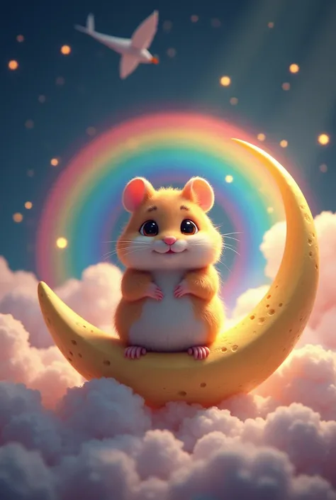 Hamster moon and rainbow