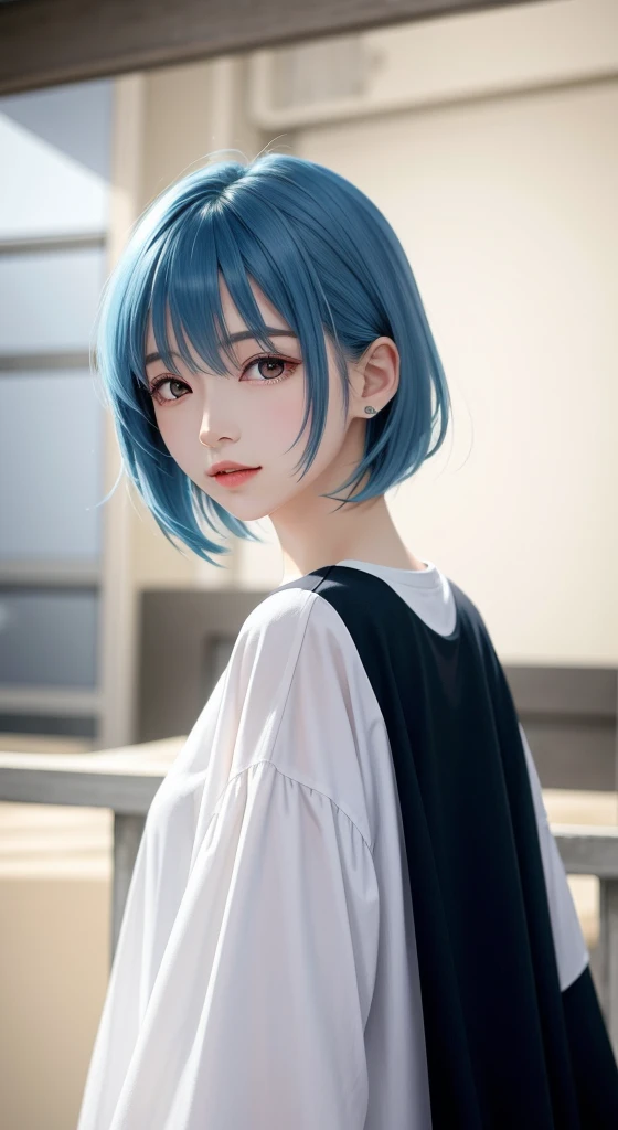 Rei Ayanami、 blue hair、 short hair