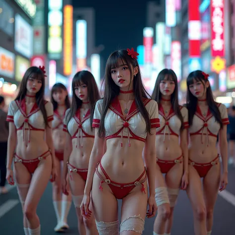 Busty Leggy Pose Live-Action, Real, (((12 Tiny Girls in rows
, Shibuya Hachiko-mae on Halloween))), ((masterpiece: best quality, photorealistic:1.37)), { (Standing Full Body:1.2)|(from below:1.2) }, { bandaged full body | Cut-off Sailor Uniform }, { bandag...