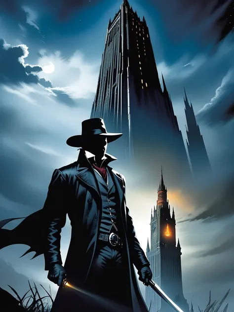 masterpiece, best quality, Dark Tower, night, 