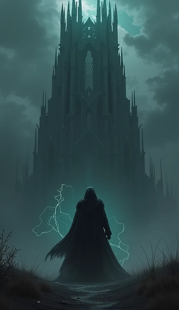 A black wizard summoning a dark tower