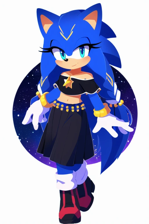 Sonic oc, Mobian, female, Cosmic hedgehog, A beautiful light blue hedgehog, purplish blue eyes, very long hair/quills, braided and beaded long hair bangs, long streaks of hair on each side of her face, (star constellation on hair, beads on hair, smooth fur...