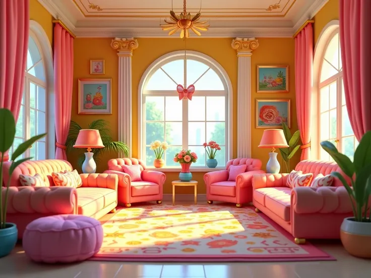 bright room FABULOUS,  beautiful in the BIG house cartoon 3D FURNITURE
