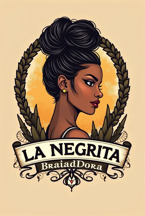 A logo of my cranial braiding venture with the name La Negrita Braidadora 
