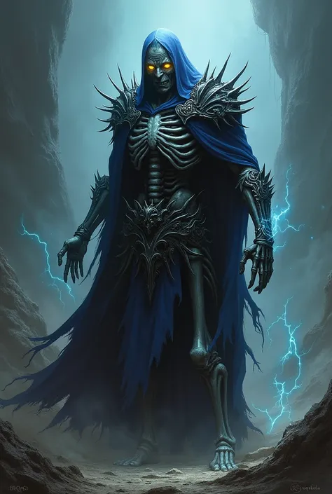 Evil half lich king with glowing eyes. Face is still human looking. 