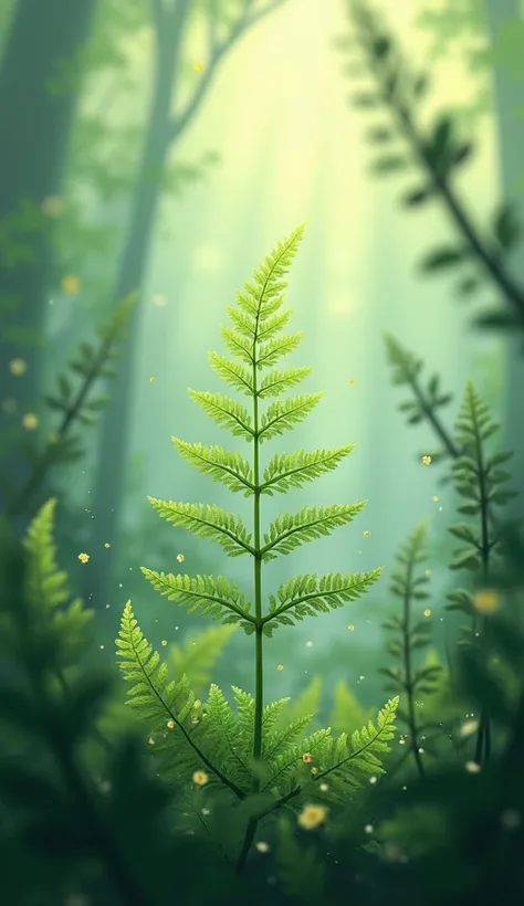 A picture of a fern growing. Ghibli portrait