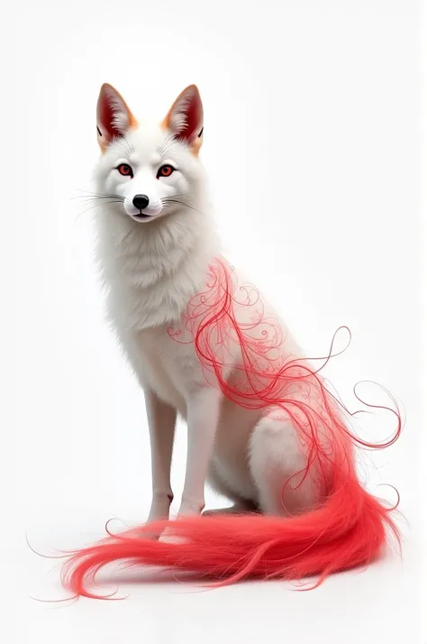 Red pattern designed on a white fox