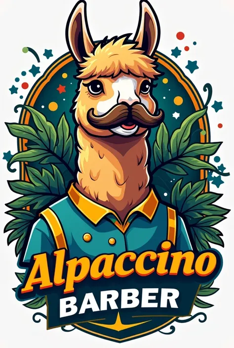 Barber Shop Logo That Says “AlpaccinoBarber” And Is Brazil Mode