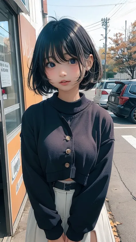 ((( very cute girl )))、Autumn Clothes、 bob cut、 under bust